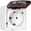 Gniazdo Lizdas Vienas lizdas 2P+Z SCHUKO atsparus purslams su dūmų sklende IP44, SMART, baltas