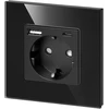 Gniazdo Lizdas Vienas lizdas 2P+Z, Schuko, USB-A + USB-C, išėjimas 5VDC maks. 3A, juodas
