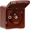 Gniazdo Lizdas Viengubas 2P+Z lizdas, atsparus vandens purslams, su atvartu, gaminio spalvos, IP44, SMART, rudas