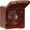Gniazdo Lizdas Viengubas 2P+Z SCHUKO lizdas, atsparus vandens purslams, su atvartu, gaminio spalvos, IP44, SMART, rudas