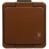 Gniazdo Lizdas Viengubas 2P+Z SCHUKO lizdas, atsparus vandens purslams, su atvartu, gaminio spalvos, IP44, SMART, rudas