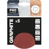 Graphite Grafitiniai šlifavimo diskai su lipnia juosta, 125 mm, P80, 5 vnt., 8 skylės
