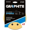Graphite Grafitinis švitrinis popierius su lipnia juosta 180 mm, K120, 5 vnt., 8 skylės, šlifuokliui 59G263