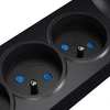 KEL Profesionalus maitinimo ilgintuvas su saugikliu ir apsauga nuo viršįtampių, 5 lizdai, ilgis 3 m, 10 A, 230 V, 2300 W, juoda