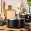 KitchenAid - Spalvotas aliuminio puodas su dangčiu - matinės juodos spalvos - 20 cm