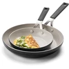 KitchenAid - Spalvoto aliuminio 6 dalių rinkinys: keptuvė 24/28 cm + puodas su dangčiu 20/24 cm - matinės juodos spalvos