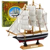 Dekoratyvinis trijų stiebų burlaivio modelis 21x21 cm juoda ir balta