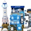 Lean Toys Kosminė bazė su raketa