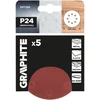 Krążki Šlifavimo diskai su lipdukais, 125 mm, P24, 5 vnt., su 8 skylėmis