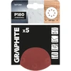 Krążki Šlifavimo diskai su lipdukais, 125 mm, P180, 5 vnt., su 8 skylėmis