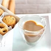 Kubek Puodelis Meilės puodelis širdies formos stiklinis dvigubas sienelis, atsparus karščiui, 250 ml