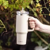 Puodelis Termosinis puodelis su šiaudeliu, smėlio spalvos, 1100 ml, nerūdijančio plieno, klausberg, kb-7944