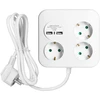 Orno Kwadratowa Kvadratinis maitinimo lizdas su USB įkrovikliu 3x2P+Z (Schuko), 2xUSB-A, laidas 3x1.5mm2, 1.4m