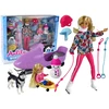 Lean Toys Lėlė Anlily su žiemos sporto priedais