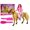 Lean Toys Lėlė raitelis su rudu poniu