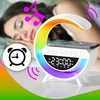 Lampka RGB LED naktinė lemputė „Bluetooth“ indukcinis įkroviklis laikrodis-radijas garsiakalbis