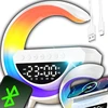 Lampka RGB LED naktinė lemputė „Bluetooth“ indukcinis įkroviklis laikrodis-radijas garsiakalbis