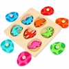 Lean Toys Edukacinė medinė dėlionė, dinozaurų tema, įvairiaspalvė, 17,5 × 17,5 cm