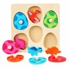 Lean Toys Edukacinė medinė dėlionė, dinozaurų tema, įvairiaspalvė, 17,5 × 17,5 cm