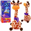 Lean Toys Interaktyvi pliušinė žirafa, ruda, balta ir oranžinė, apie 30 × 20 × 10 cm