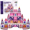 Lean Toys Magnetinės kaladėlės rožinės 58 vnt.