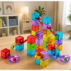 Lean Toys Magnetinės konstravimo kaladėlės su kamuoliukų trasa, 60 vnt.