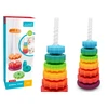 Lean Toys Piramidės formos bokštas rūšiavimo dėlionė vaikams, 6 elementai