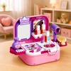 Lean Toys Vaikiškas grožio rinkinys lagaminėlyje 2-in-1, rožinis ir violetinis, 23,5 × 17 × 9,5 cm