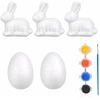 Lean Toys Rinkinys Putplasčio dekoracijų dažymo rinkinys, 3 zuikiai, 2 kiaušiniai