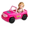 Lean Toys Mini lėlė su kabrioletu–visureigiu ir šuniuku rožinė 3 vnt.