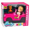 Lean Toys Mini lėlė su kabrioletu–visureigiu ir šuniuku rožinė 3 vnt.