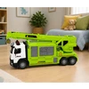 Lean Toys Sunkvežimis su kranu ir transporto platforma žalia 4 vnt.