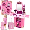 Lean Toys Kosmetikos rinkinys lagamine su veidrodžiu ir priedais 32x24x14 cm