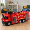 Lean Toys Žaislinis gaisrinis automobilis su vandens purškimo funkcija ir šviesos bei garso efektais, 35,5 × 15 × 9,5 cm