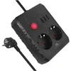 „Maclean“ maitinimo lizdas, ilgintuvas, 2 lizdai + 3xUSB, 110-240V AC 50/60Hz, 2.1A max 2500W, 1.5m, juodas, MCE387 B