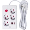 Maclean power strip, 4-socket extension cable + 3xUSB, 110-240V AC 50/60Hz, 2.1A max 2500W, 3m, baltas, MCE393 W