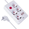 Maclean power strip, 4-socket extension cable + 3xUSB, 110-240V AC 50/60Hz, 2.1A max 2500W, 3m, baltas, MCE393 W