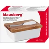 Maselniczka, Keraminė sviestinė, balta, su akacijos medžio dangčiu ir peiliu sviestinėms, Klausberg, kb-7785