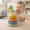 Lean Toys Sensorinė piramidė vaikams su dinozauru, ECO guminė