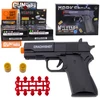 Lean Toys Mini žaislinis pistoletas WARFARE su kulkomis ir gilzėmis, juodas, 13.5 cm
