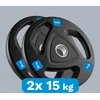 Gumuotų ketaus svarelių rinkinys 2x15kg, olimpinis atidarymas 51mm, REBEL ACTIVE
