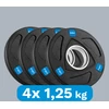 Gumuotų ketaus svarelių rinkinys 4x1.25kg, olimpinis atidarymas 51mm, REBEL ACTIVE