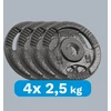 Ketaus olimpinių svarmenų rinkinys 4 x 2.5kg, 51 mm skylė, plokštelė su rankenomis, REBEL ACTIVE