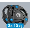 Gumuotų ketaus svarelių rinkinys 2x10kg, olimpinis atidarymas 51mm, REBEL ACTIVE