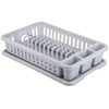 Indų džiovykla su padėklu CURVER BASIC KITCHEN ACCESORIES, balto granito spalvos, h9 x 26,5 x 42 cm