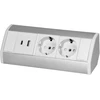 Orno Baldų lizdas 2x2P+Z (Schuko), 2xUSB (tipas A+C; 2.4A), balta ir sidabrinė