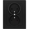 Orno Lizdas podwójne n/t 2x2P+Z Malta, 16 A, 250 V, NT-6M, juoda mat