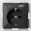 Orno Lizdas vienvietis p/t 2P+Z, Schuko, su pakrovėjas USB A+C Pearl, 16 A, 250 V, PT-17P/USB A+C, juoda