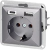Orno Lizdas vieno lizdo 2P+Z, Schuko, su įkrovikliu USB A+C Pearl, 16 A, 250 V, PT-17P/USB A+C, antracito spalvos