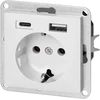 Orno Lizdas vieno lizdo 2P+Z, Schuko, su įkrovikliu USB A+C Pearl, 16 A, 250 V, PT-17P/USB A+C, balta
